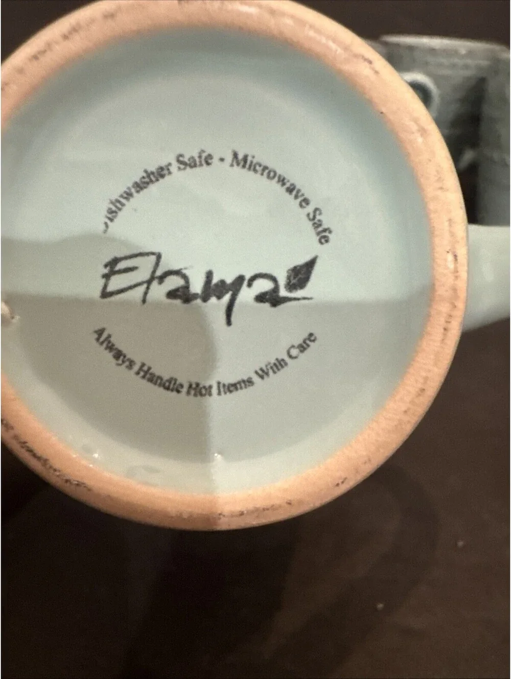 Elama Malibu Waves Coffee Cups Set Of 4 Rustic Stoneware 4.25” H By 3.75 W
